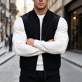 thumbnail image 2 of Riecok Mens Fleece Vests for Outdoors Sleeveless Stand Collar Zip up Jackets Thermal Solid Warm Casual Outerwear with Pockets Black 5XL, 2 of 6