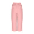 thumbnail image 3 of Children's Ice Silk Wrinkle Pants Loose Wide Leg Daily Thin Trousers Elastic Waist Drawstring Full Length Pant Pink 7 Years, 3 of 7