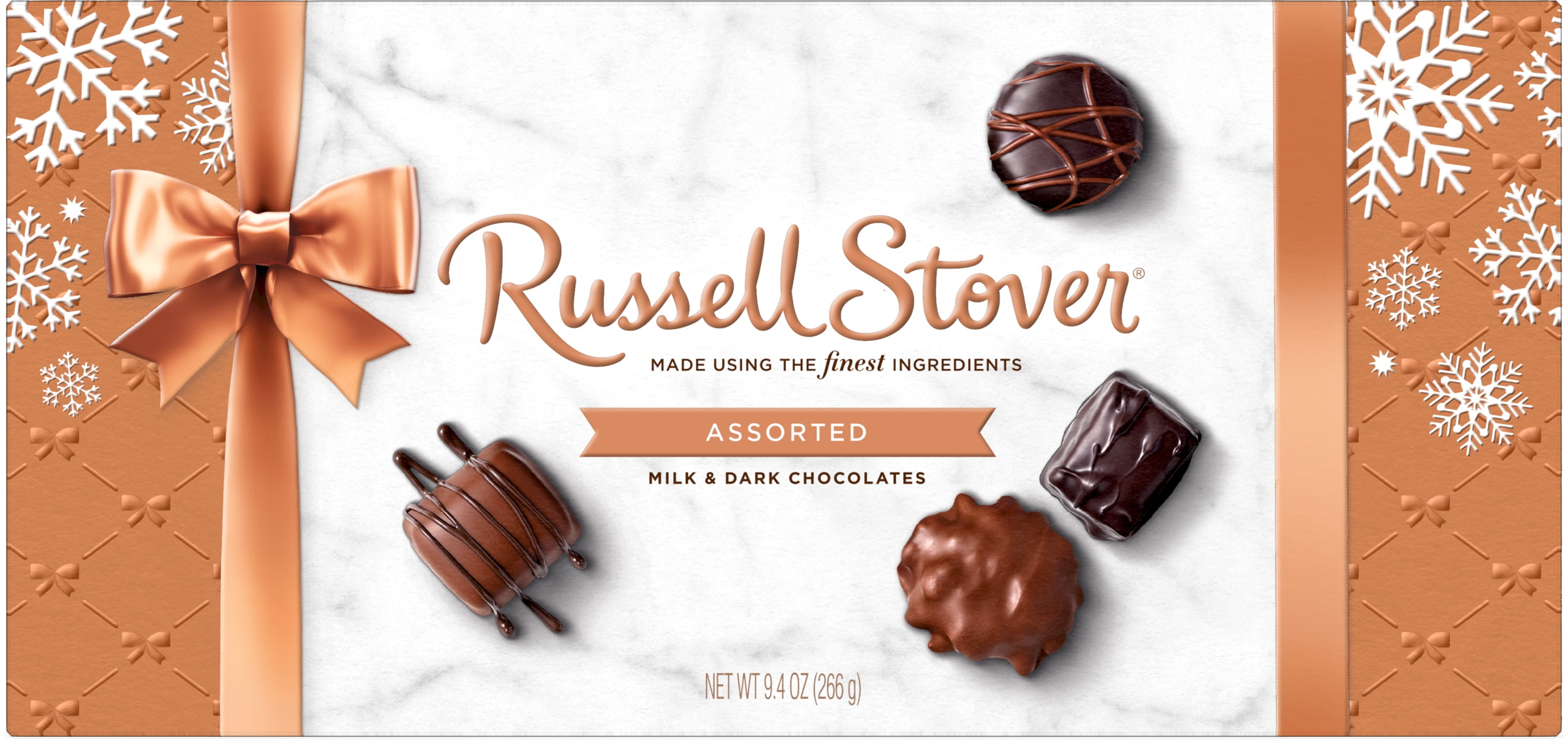 Russell Stover Holiday Assorted Milk Chocolate & Dark Chocolate Gift Box, 9.4 oz. (16 pieces)