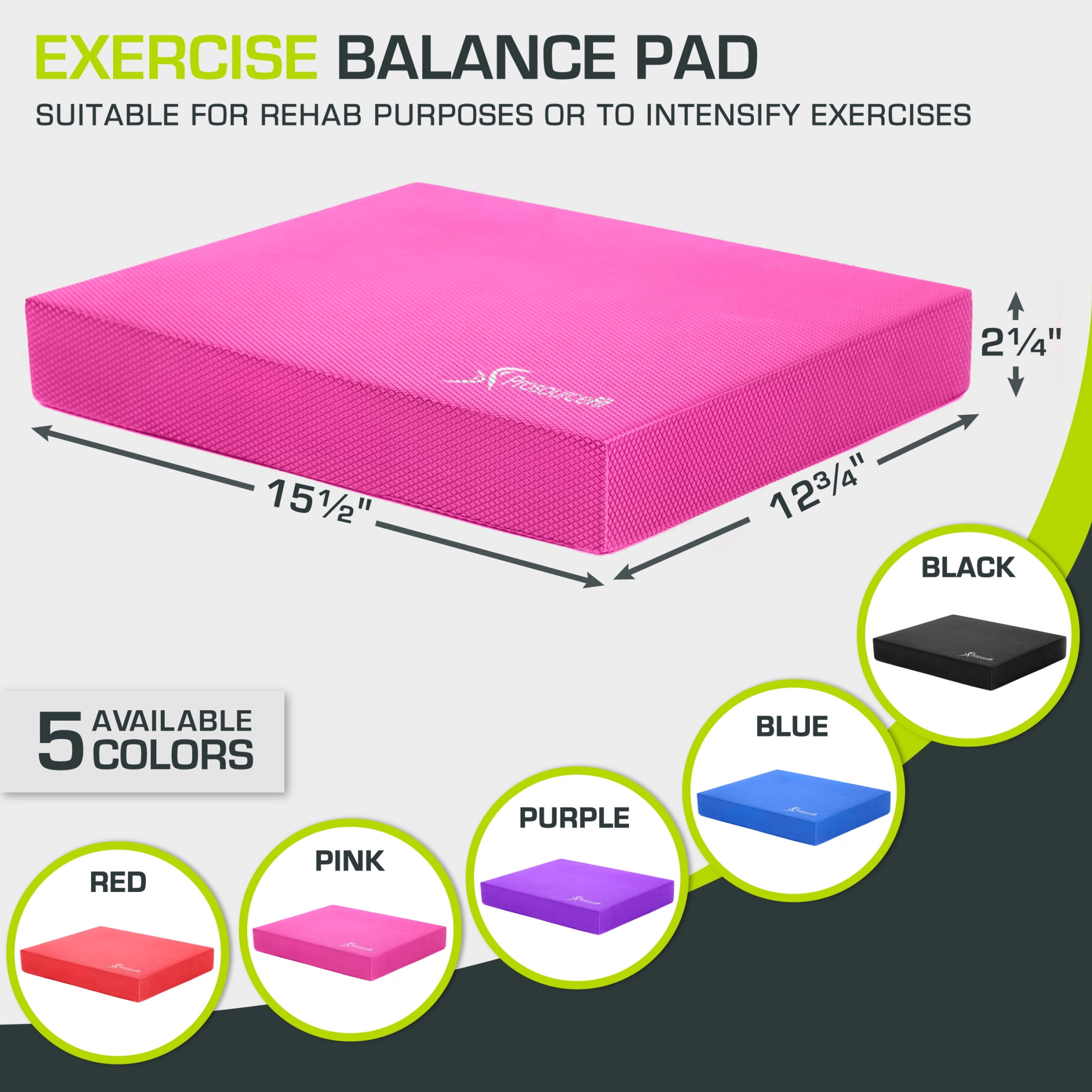 ProsourceFit Exercise Balance Pad made with Non-Slip Cushioned Foam for Fitness & Knee Support 15.5"x12.75"