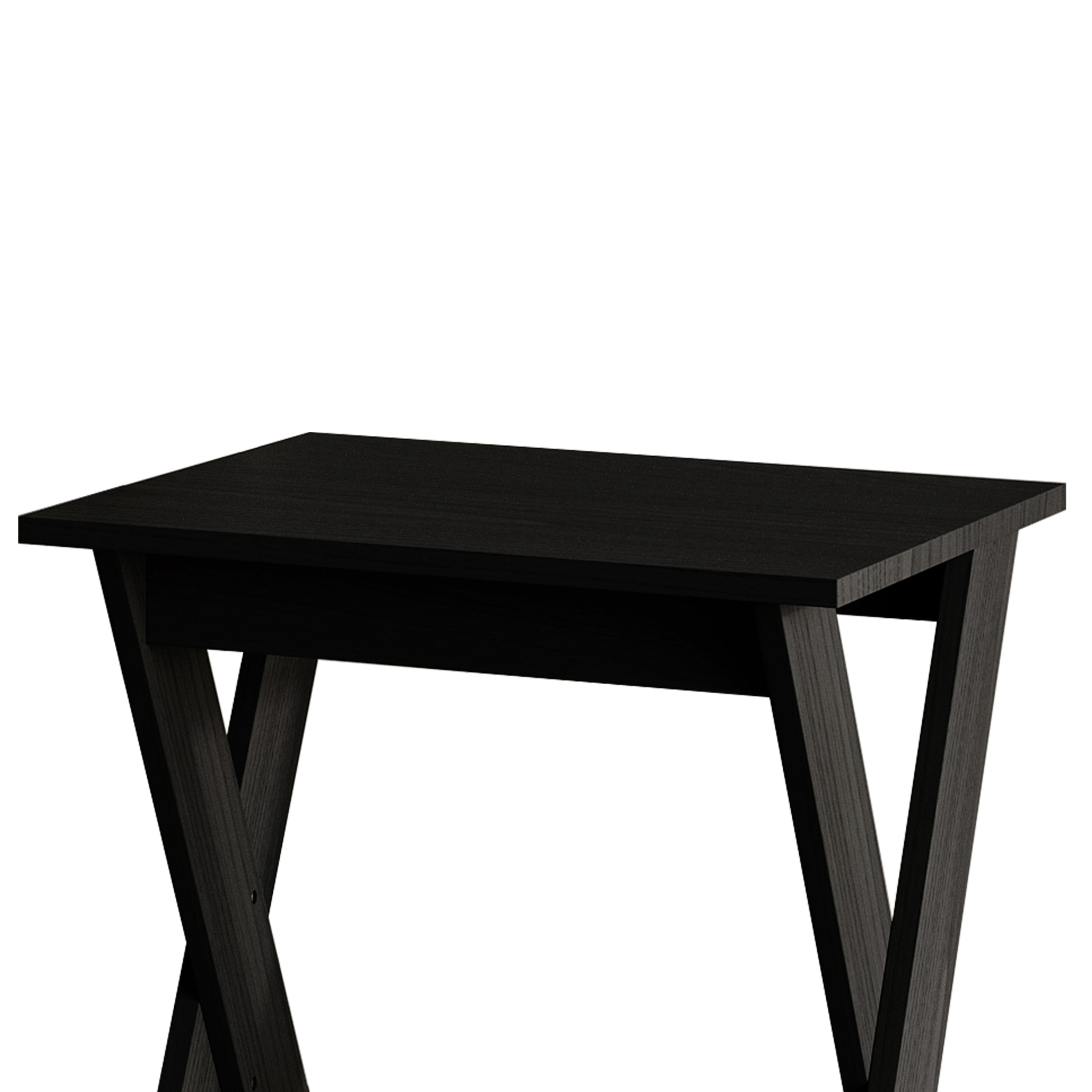Home Design Emporia 3-Piece Coffee Set with Crossed-Leg Design and Lower Shelf, Wide Plank, Black, Modern Living Room