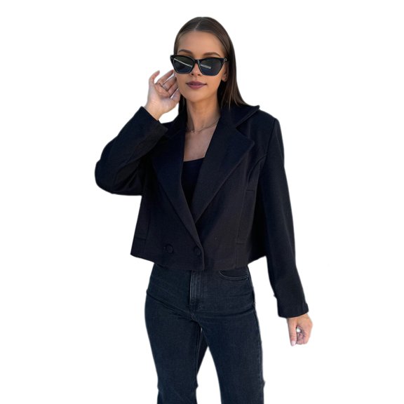 Fall Winter Women Jacket English Style Loose Double Button Clousure Solid Color Thick Long Sleeves Turn-down Collar Commuting Outdoor Coat