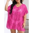 thumbnail image 5 of Plus Size Women's Sexy Lace Hollow See-through V-neck Slit Beach Dress Cover-up, 5 of 6