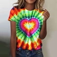 thumbnail image 3 of Otvok Women's Round Neck Tie-Dye T-Shirts Summer Casual Graphic Short Sleeve Trendy Workout Blouses Basic Tees Tops, 3 of 6