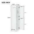 thumbnail image 2 of Harper & Bright Designs Tall Bathroom Storage Cabinet Doors and Hook, Modern Freestanding Cabinet with Adjustable Shelves for Bathroom, White, 2 of 16