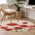 thumbnail image 4 of Red Poppy Round Area Rug 4Ft Washable Circle Rugs for Bedroom Dining Room, Spring Summer Farmhouse Flowers Rustic Burlap Non-Slip Carpet Floor Mats Indoor Outdoor Carpet Runner Aesthetic Home Decor, 4 of 8