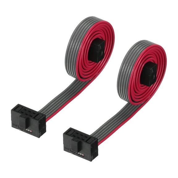 2Pcs IDC 6Pin Flat Ribbon Cable, 1.27mm Pitch FC to FC Connector 30cm Length Grey Jumper Wire Computer DVD