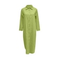 thumbnail image 4 of Falda larga y camisa de vestir lisa de moda para mujer: vestido tipo cárdigan de manga larga, poliéster, tallas S-XXL, adecuado para primavera/otoño, el color blanco puede ser transparente, 4 of 5