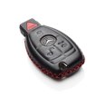 thumbnail image 3 of Vitodeco Leather Keyless Entry Remote Control Smart Key Case Cover with a Key Chain Compatible for Mercedes Benz (Black/Red), 3 of 5