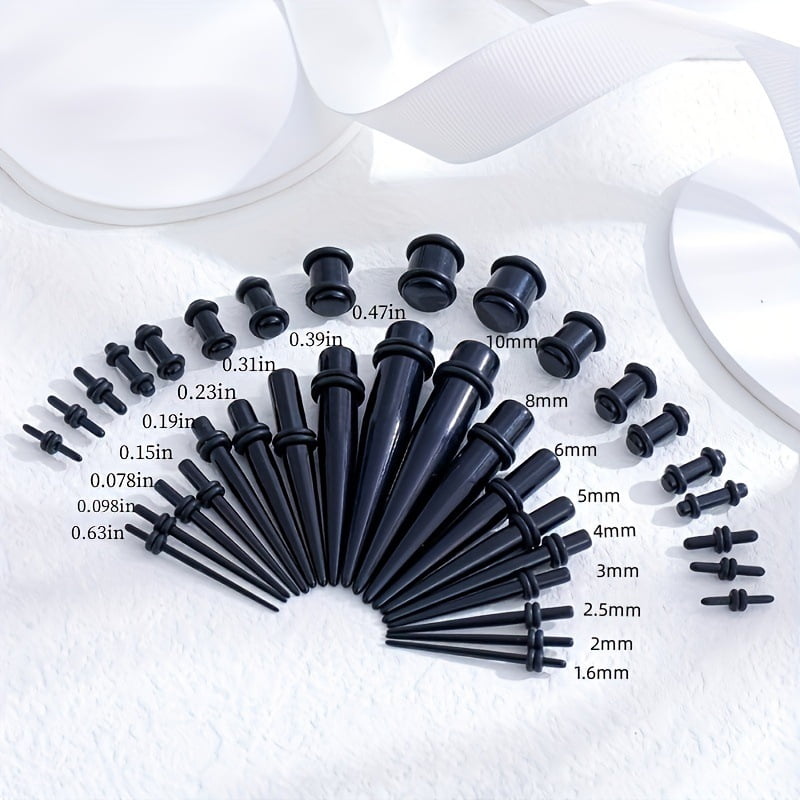 Ear Gauge Stretching Kit Taper Kit with Plugs Double O Rings 14G 00G Acrylic Ear Stretching Kit Tapers Plugs Tunnels Gauges Expander Piercing