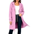 thumbnail image 3 of NTACZA Women Sweatshirt Drawstring Zip Up Long Sweatshirt Hoodies Long Sleeve Comfort Coat with Pockets Outerwear Pink S, 3 of 8