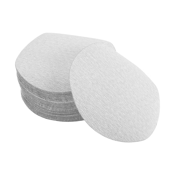 Discos de Lija Unique Bargains, 4.92" 400 Grano para Reparación Automotriz, Papel de Lija Redondo con Gancho y Bucle de Óxido de Aluminio Blanco, 50 Pcs