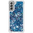 thumbnail image 2 of Compatible with Samsung Galaxy S21 FE Case Glitter Luxury Cute Love Liquid Quicksand Clear TPU Girls Women Stylish Bumper Shockproof Protective Case for Samsung Galaxy S21 FE 5G Blue YB, 2 of 12