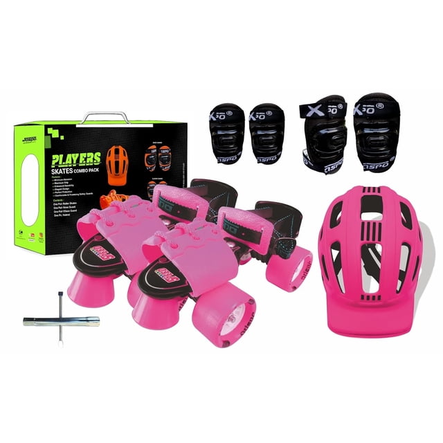 Jaspo Unisex Cruiser Senior Players Quad Patins à Roulettes à Roues Réglables pour Extérieur (Convient aux 6 à 14 Ans) (Rose) Produit Très Durable et Très Faible Risque de Dommage