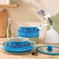 thumbnail image 6 of Chef Power 14pcs Nonstick Ceramic Cookware Set, Peacock Blue Bougainvillea Print, 6 of 8