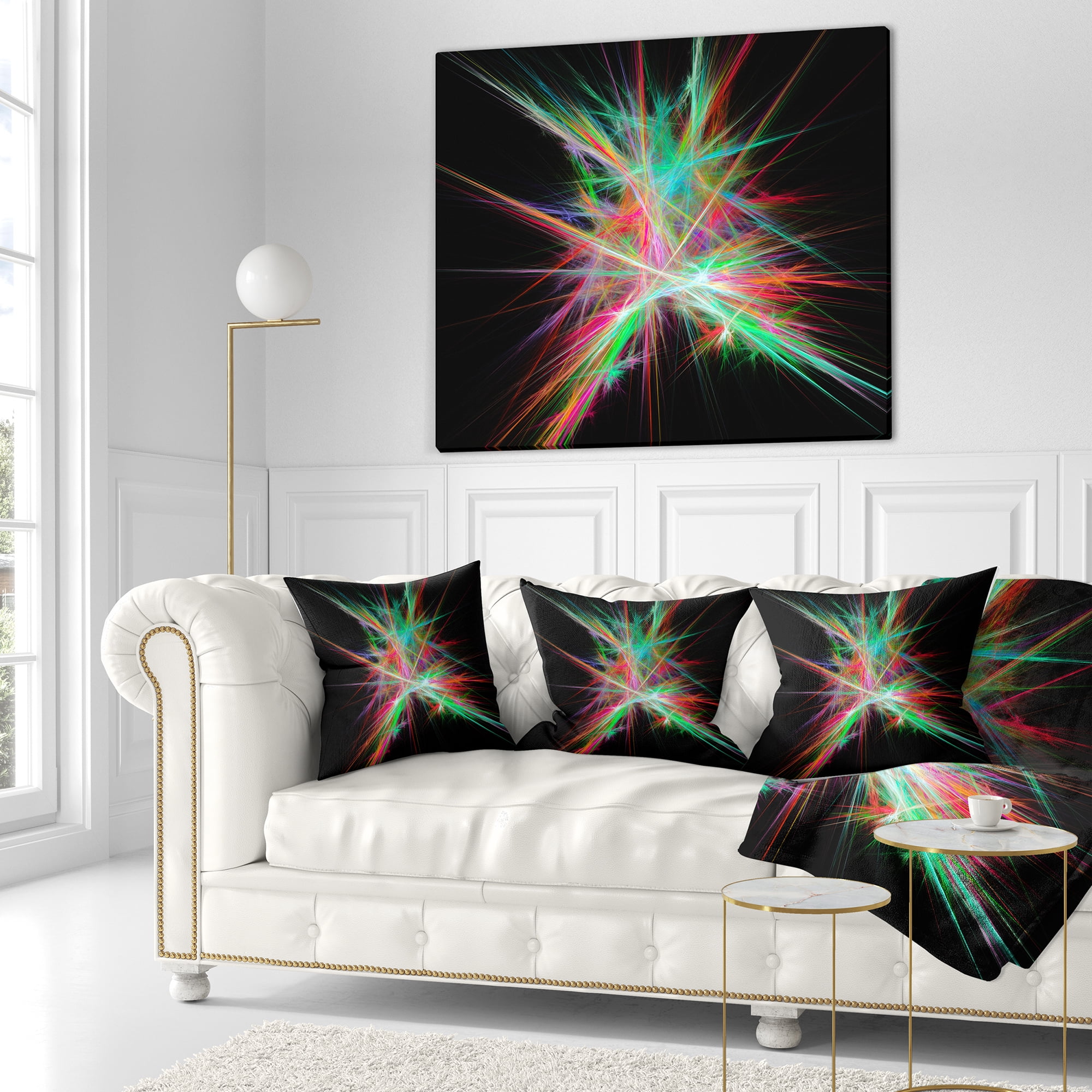 Designart Green Red Spectrum of Light - Abstract Throw Pillow - 18x18