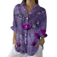 thumbnail image 2 of YLHFASHION Chemise à Imprimé Floral Rétro pour Femmes, Imprimé Géométrique Abstrait, Chemise à Imprimé Artistique, Chemise Décontractée à Imitation Ligne, Col en V, jusqu'à 50 % de Rabais, Chemises pour Femmes, 2 of 4