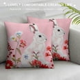 thumbnail image 3 of Qinduosi Pillow Covers of Cute Embroidered Bunny and Flower Easter Decor Pillow Case Spring Farmhouse Pillows Easter Decorative Pink Throw Cushion Cover White, 3 of 5