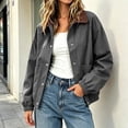 thumbnail image 2 of Women’s Lapel Button Jacket, Lightweight Long Sleeve Loose Jackets, Fall Elastic Hem Casual Outerwear with Pockets, 2 of 6