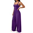 thumbnail image 4 of LEKODE One Piece Jumpsuits for Women Wide Leg Summer Pants for Women Ruched Rompers Comfy Beach Vacation Trendy Overalls Travel Jumpsuits for Women Summer Outfits Purple S, 4 of 6