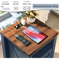 thumbnail image 4 of Nightstand with Charging Station, Farmhouse Night Stand with 2 Drawers and Shelf Storage, Blue Wooden Side End Table, Bedside Cabinet for Bedroom, Living Room, Closet,Office, 4 of 17