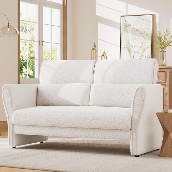 Gaderth Accent Chair, Oversized Armchair, Deep Seat Accent Chair, Boucle Fabric Armchair, Mid-Century Lounge Chair, Reading Chair, Upholstered Comfy Single Sofa for Living Room, Bedroom, Office