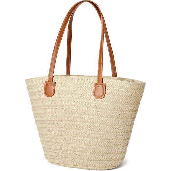Straw Bag Womens Straw Beach Bag Crossbody Shoulder Bags Vacation Purse Straw Purse for Summer Beige
