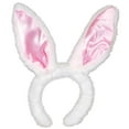 thumbnail image 2 of Beistle Pack of 12 Pink and White Plush Satin Bunny Ears Headband Easter Costume Accessories, 2 of 2
