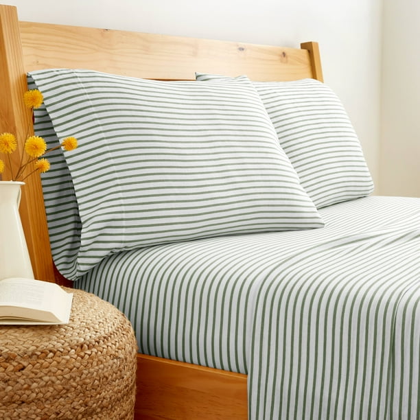 Gap Home TShirt Soft Mini Stripe Jersey Sheet Set, Deep Pocket, Twin