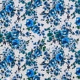 thumbnail image 2 of Zelouf Aura Floral Print Glam Satin  , Sewing, DIY, Crafts Fabric by the Yard, White Blue, 7 Yard, 2 of 2