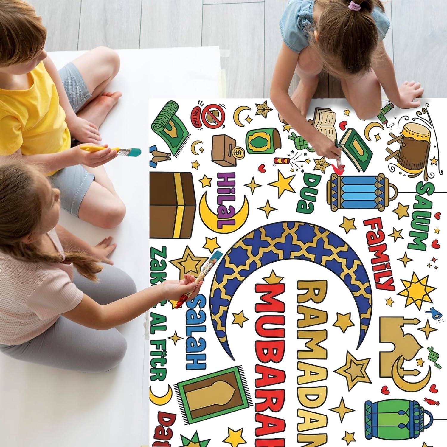 Halloween Crafts for Kids, Giant Coloring Tablecloth/Poster, Halloween Party Decorations Favors Supplies for Kids Gifts Activities Games Toys Banner