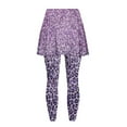 thumbnail image 5 of POLEROWomens Purple Bling Leopard Tennis Skirted Leggings with Pockets Workout Yoga Leggings with Skirts Non See Through Golf Fitness Pants Stretch Athletic Gym Legging, 5 of 6