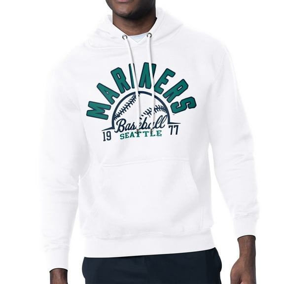 Men's Starter  White Seattle Mariners Half Ball Team Graphic Pullover Hoodie