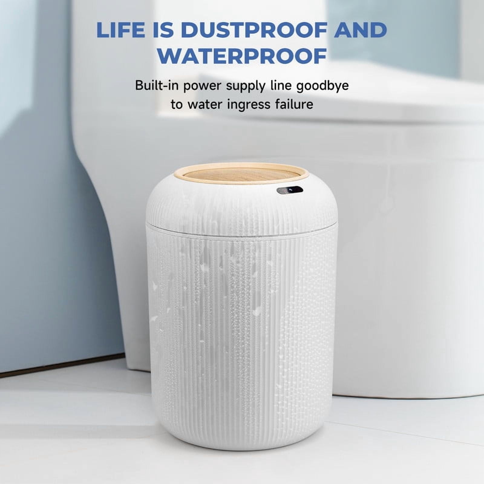 Touchless Automatic Trash Can 10L, Motion Sensor Smart Bin, Waterproof for Kitchen & Bathroom (White)
