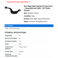 thumbnail image 2 of Rear Right Upper Rearward Control Arm - Compatible with 2008 - 2017 Buick Enclave 2009 2010 2011 2012 2013 2014 2015 2016, 2 of 2