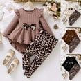 thumbnail image 6 of Dakiuu Kids Girls Winter Fall Clothes Bow Spring Bowknot Ruffle Long Sleeve High Low Top Shirt + Leopard Legging Pants 4-7 Years 2 Pcs Outfits Clothing Set Black 6 Years (6Y), 6 of 6