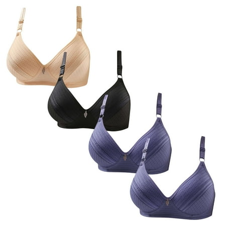 Gnurob Lace Bras for Womens Push Up Wireless Bralettes Breathable Brassiere 3 Pack Plus Size Bralette Comfort Adjustable Straps Bra Sports Wear Clearance Saving A03-Beige Medium