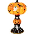 thumbnail image 3 of Xingjin Halloween Resin Pumpkin Night Light with Witch Hat, LED Table Lamp with Warm Glow, Spooky Skeleton Decor for Home Indoor Party and Desktop, 3 of 7