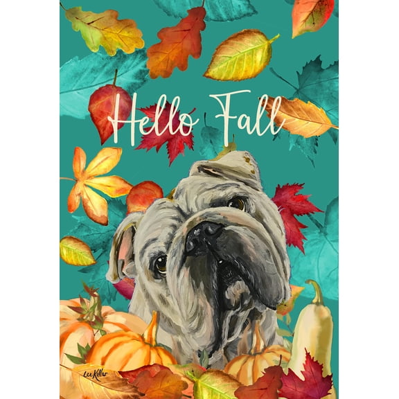English Bull Dog - Hippie Hound Studios Fall Garden Flag