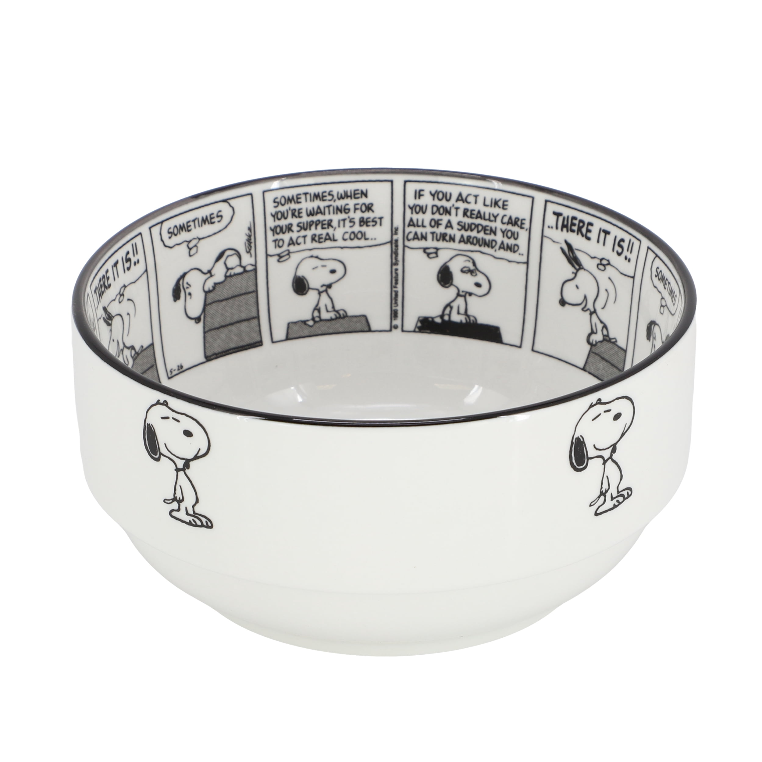 Peanuts Sunday Strips 2 Piece 6 Inch Round Fine Ceramic Bowl Set in White