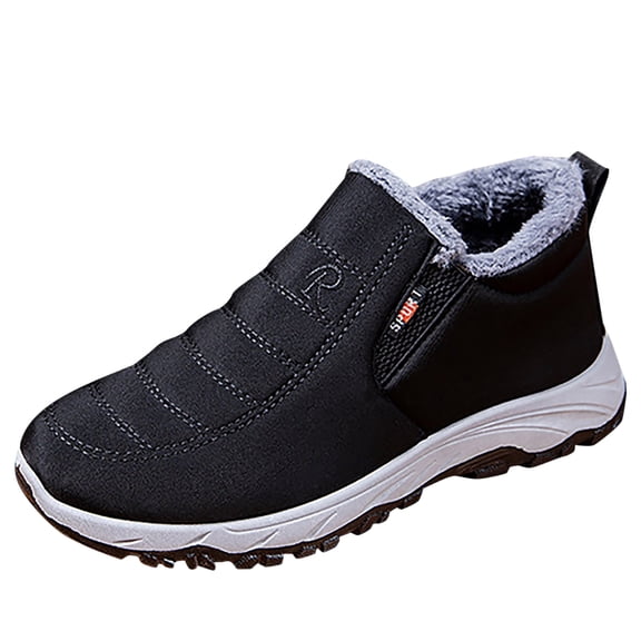 Xmyrz Snow Boots For Men Waterproof Cozy Round Toe Vogue Thin Flat Going Out Wide Calf Boots Winter Boots Mens Shoes