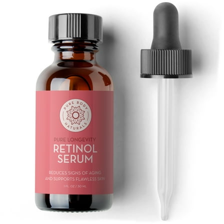 Retinol Face Serum Age-Defying Wrinkle Cream for Eye, Skin, and Face 1 fl oz by Pure Body Naturals