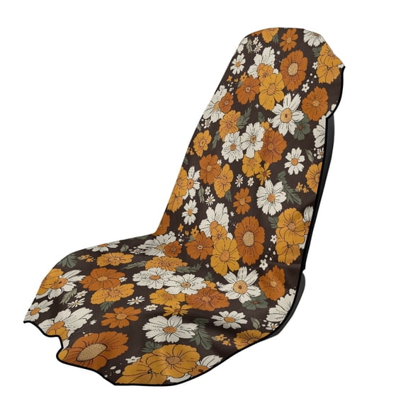 XYZCANDO Vintage Florals Car Seat Towel Cover Soft for Gym Beach Hiking, Stain Resistant Non-Slip Seat Covers Sweatproof
