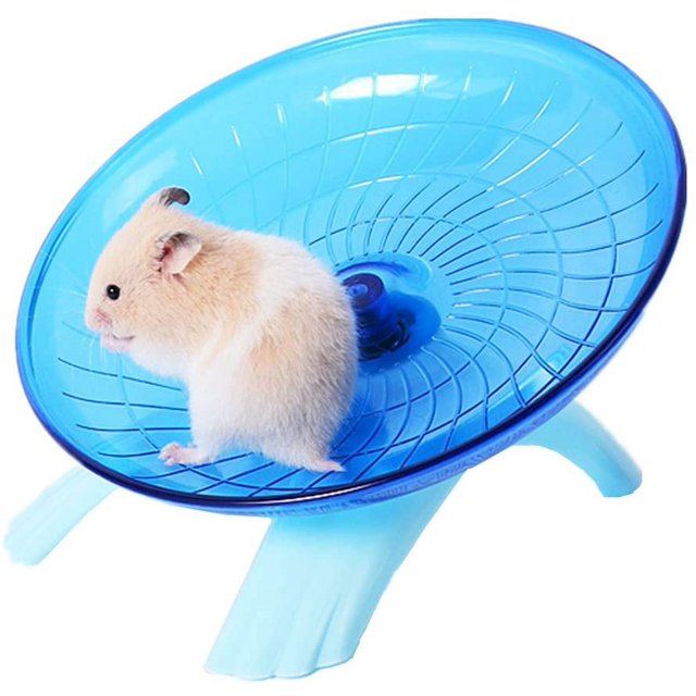 Rueda de hámster con platillo volador para animales pequeños, juguete de ejercicio para hámster, juguetes azules para hámster (azul)