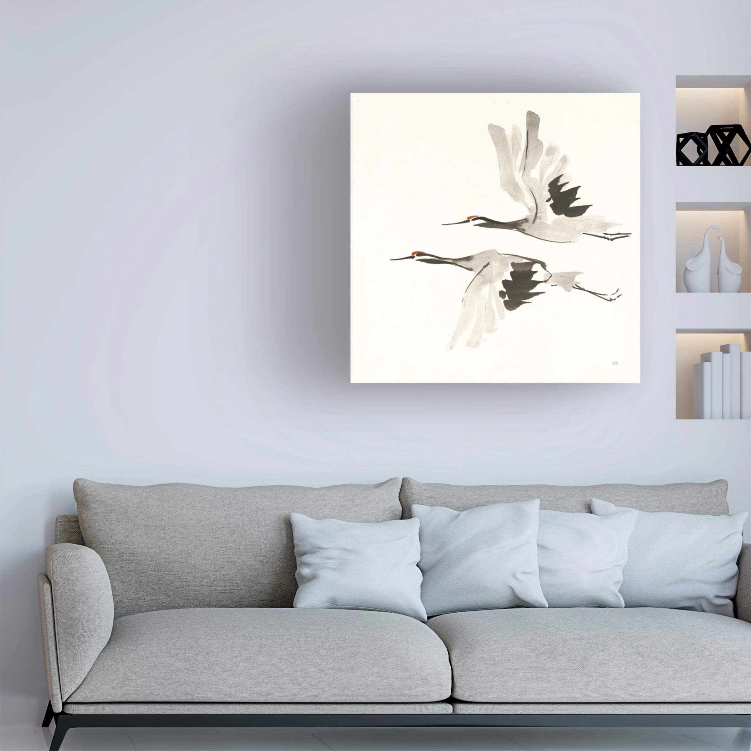 Chris Paschke 'Zen Cranes I Warm' Canvas Art