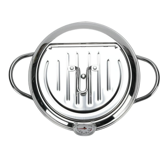 Fish Fryer Pot, 304 Stainless Steel Deep Fryer Pot Temperature Control Multifunctional Oil Saving Thickened with Lid, with Oil Drip Drainer Rack for Kitchen, for Frying Chicken