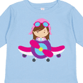 thumbnail image 4 of Inktastic Pilot Girl, Airplane, Plane, Flying, Brown Hair Girls Long Sleeve Toddler T-Shirt, 4 of 5