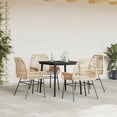 thumbnail image 3 of vidaXL 5 Piece Patio Dining Set with Cushions Brown Poly Rattan Glass, 3 of 10