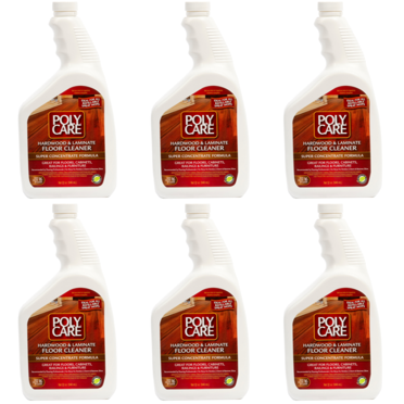 PolyCare Hardwood Floor Cleaner Super Concentrate - 32 Fl Oz (6 Pack) - Fresh- Dilute Concentrate with Water for Spray Mops and Spray Bottles - Residue-Free Floor Cleaning Solution s