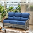 thumbnail image 4 of POCASSY Patio Furniture Set with 6-inch Extra Thick Cushion, 7 Pieces Outdoor Patio Furniture Set with Firepit Table, Swivel Chairs, and Sofa Couch, Outdoor Conversation Set for Porch Balcony, 4 of 12